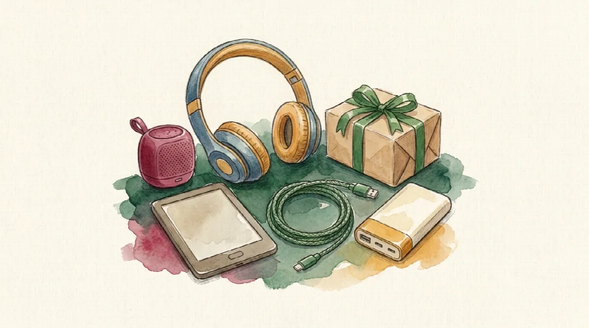 Наушники, колонка, электронная книга, кабель и внешний аккумулятор